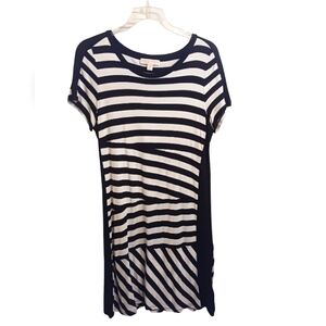 Michael Kors Black & White Striped Midi Dress Size XL